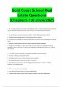 Gold Coast School Real Estate Questions &lpar;Chapter1-19&rpar; 2024&sol;2025