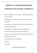 MNM3709 - STRATEGIC MARKETING EXAM Q&A 100&percnt; SOLVED &vert; GRADED A&plus;