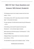 MUS 101 Test 1 Exam Questions and  Answers 100&percnt; Solved &vert; Graded A&plus;