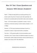Mus 101 Test 1 Exam Questions and  Answers 100&percnt; Solved &vert; Graded A&plus;