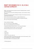 RADT 1010 EXAM 2 Ch 11&comma; 12&comma; 2 3 & 4 real test verified A&plus;