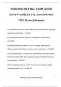 NDSU MIS 320 FINAL EXAM &lpar;MOCK  EXAM &plus; QUIZZES 1-7&rpar; Questions with  100&percnt; Correct Answers