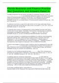 Florida Business and Finance Practice Test Questions and Answers Rated A&plus;