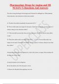 Pharmacology Drugs for Angina and MI  NCLEX &quest;s Questions And Answers