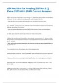 ATI Nutrition for Nursing &lpar;Edition 8&period;0&rpar; Exam 2025 With 100&percnt; Correct Answers