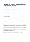 nutrition for nursing exam 1 2025 with 100&percnt; correct answers