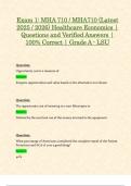 Exam 1&colon; MHA 710 &sol; MHA710 &lpar;Latest 2025 &sol; 2026&rpar; Healthcare Economics &vert; Questions and Verified Answers &vert; 100&percnt; Correct &vert; Grade A - LSU