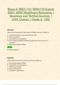 Exam 2&colon; MHA 710 &sol; MHA710 &lpar;Latest 2025 &sol; 2026&rpar; Healthcare Economics &vert; Questions and Verified Answers &vert; 100&percnt; Correct &vert; Grade A - LSU