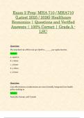 Exam 2 Prep&colon; MHA 710 &sol; MHA710 &lpar;Latest 2025 &sol; 2026&rpar; Healthcare Economics &vert; Questions and Verified Answers &vert; 100&percnt; Correct &vert; Grade A - LSU