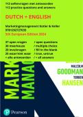 Oefentoets Marketing Management Kotler Keller 5e druk 5th edition  - DUTCH & ENGLISH&excl;  112 Q&A total