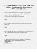 CLMS Certification Exam &lpar;Latest 2024 &sol; 2025 Update&rpar; Questions and Correct answers &lpar; Verified Answers&rpar; A&plus; Success Guaranteed&period;