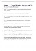 Exam 1 - Texas PT Rules Questions With Complete Solutions&period;