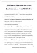 OAE Special Education &lpar;043&rpar; Exam  Questions and Answers 100&percnt; Solved