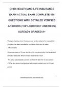 OHIO HEALTH AND LIFE INSURANCE  EXAM ACTUAL EXAM COMPLETE 450  QUESTIONS WITH DETAILED VERIFIED  ANSWERS &lpar;100&percnt; CORRECT ANSWERS&rpar;  ALREADY GRADED A&plus;