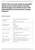 2025 ATI RN Community Health Nursing &vert;2025 Update Actual exam&vert;Complete Frequently Tested Questions And Verified Answers With Rationales&vert;100&percnt; Accurate Answers &vert; Already Graded A&plus;