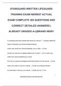 STARGUARD WRITTEN LIFEGUARD  TRAINING EXAM NEWEST ACTUAL  EXAM COMPLETE 300 QUESTIONS AND  CORRECT DETAILED ANSWERS &vert; ALREADY GRADED A&plus;&vert;&vert;BRAND NEW&excl;&excl;