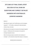 SYG 2000 EXAM PACKAGE DEAL QUESTIONS AND VERIFIED DETAILED ANSWERS &vert; 100&percnt; GUARANTEED PASS &vert; ALREADY GRADED A&plus;