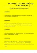 ARIZONA CONTRACTOR LICENSE CR-67 QUESTIONS AND ANSWERS 2025
