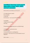 Certified Hearing Instrument Specialist exam with 100&percnt; correct answers
