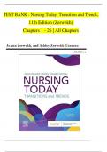 TEST BANK - Nursing Today&colon; Transition and Trends&comma; 11th Edition &lpar;Zerwekh&rpar;  Chapters 1 - 26 &vert; All Chapters 