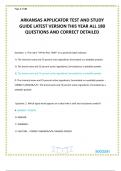 ARKANSAS APPLICATOR TEST AND STUDY GUIDE LATEST VERSION THIS YEAR ALL 180 QUESTIONS AND CORRECT DETAILED