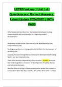 LETRS Volume 1 Unit 1-4 &vert; Questions and Correct Answers &vert; Latest Update 2024&sol;2025 &vert; 100&percnt; PASS