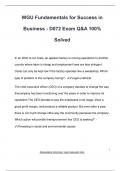 WGU Fundamentals for Success in  Business - D072 Exam Q&A 100&percnt;  Solved