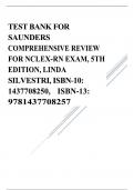 TEST BANK FOR SAUNDERS COMPREHENSIVE REVIEW FOR NCLEX-RN EXAM&comma; 5TH EDITION&comma; LINDA SILVESTRI COMPLETE GUIDE &vert; ACTUAL EXAMS QUESTIONS WITH VERIFIED ANSWERS LATEST UPDATE 2025 GRAED A&plus;