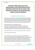 CERTIFIED COMPLIANCE AND ETHICS PROFESSIONAL &lpar;CCEP&rpar; CERTIFICATION STUDY RESOURCES EXAM AND STUDY GUIDE LATEST VERSION THIS YEAR ALL 400 QUESTIONS AND CORRECT DETAILED ANSWERS