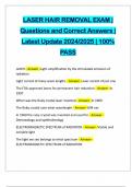 LASER HAIR REMOVAL EXAM &vert; Questions and Correct Answers &vert; Latest Update 2024&sol;2025 &vert; 100&percnt; PASS