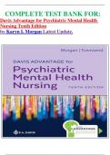 COMPLETE TEST BANK FOR&colon; Davis Advantage for Psychiatric Mental Health Nursing Tenth Edition by Karyn I&period; Morgan Latest Update&period;
