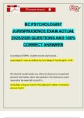 BC PSYCHOLOGIST JURISPRUDENCE EXAM ACTUAL 2025&sol;2026 QUESTIONS AND 100&percnt; CORRECT ANSWERS