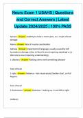 Neuro Exam 1 USAHS &vert; Questions and Correct Answers &vert; Latest Update 2024&sol;2025 &vert; 100&percnt; PASS