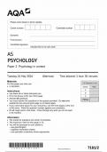 AQA AS PSYCHOLOGY PAPER 2 QUESTION paper 2024 &lpar;7181&sol;2&rpar;