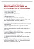Laboratory Animal Technician certification REAL EXAM QUESTIONS AND CORRECT ANSWERS &lpar;VERIFIED ANSWERS&rpar;&vert;AGRADE