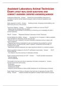 Assistant Laboratory Animal Technician Exam LATEST REAL EXAM QUESTIONS AND CORRECT ANSWERS &lpar;VERIFIED ANSWERS&rpar;&vert;AGRADE