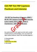  CEA FNP Test Questions & Answers&colon; NR667 &sol;  NR 667 FNP Capstone Practicum and Intensive  &lpar;Latest Update 2024 &sol; 2025&rpar; &vert; Grade A  Chamberlain&vert; 100&percnt; Correct answers 