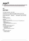 AQA AS HISTORY The English Revolution&comma; 1625&ndash;1660 Component 2E The origins of the English Civil War&comma; 1625&ndash;1642 MAY 2024 Question Paper & Mark Scheme