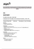 AQA AS HISTORY The Birth of the USA&comma; 1760&ndash;1801 Component 2G The origins of the American Revolution&comma; 1760&ndash;1776 MAY 2024 Combined Question Paper and Final Mark Scheme