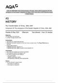AQA AS HISTORY The Transformation of China&comma; 1936&ndash;1997 Component 2P The emergence of the People&rsquo;s Republic of China&comma; 1936&ndash;1962 MAY 2024 Question Paper &plus; Mark Scheme
