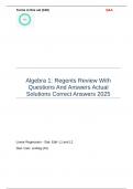 Algebra 1 Regents Review  2025&sol;2026 Latest Questions & Answers&colon; 100&percnt; Accurate Solutions for Guaranteed Success &vert; Expert-Verified&comma; Graded A&plus;