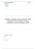 Algebra 1 Midterm Exam Review With Questions And Answers Actual Solutions Correct Answers 2025
