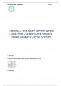 Algebra 1 Final Exam Review Spring 2025 Questions And Answers Latest Updates 2025&sol;2026 With Correct Answers 100&percnt; With Complete Solutions Pass Guaranteed &vert; Graded A&plus; &vert;