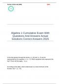 Algebra 1 Cumulative Exam With Questions And Answers Actual Solutions Correct Answers 2025