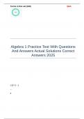 Algebra 1 Practice Test With Questions And Answers Actual Solutions Correct Answers 2025