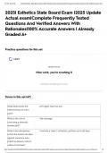 2025&vert; Esthetics State Board Exam &vert;2025 Update Actual exam&vert;Complete Frequently Tested Questions And Verified Answers With Rationales&vert;100&percnt; Accurate Answers &vert; Already Graded A&plus;