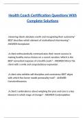 Health Coach Certification Questions With Complete Solutions