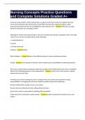 Nursing Concepts Practice Questions and Complete Solutions Graded A&plus;