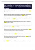 Introduction to Nursing Concepts Exam One Questions and Complete Solutions Graded A&plus;