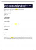 Nursing concepts Exam Questions and Complete Solutions Graded A&plus;